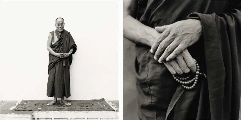 14.His Holiness the Dalai Lama at Rato Dratsang Rato monk holding his rosary