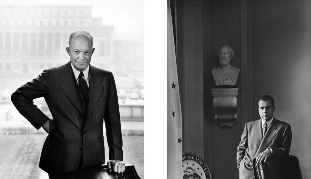 23a. 50 Ritratti Iconici firmati Arnold Newman, il Maestro del Ritratto Ambientato. 10 7.Dwight Eisenhower e Richard Nixon Arnold Newman photo
