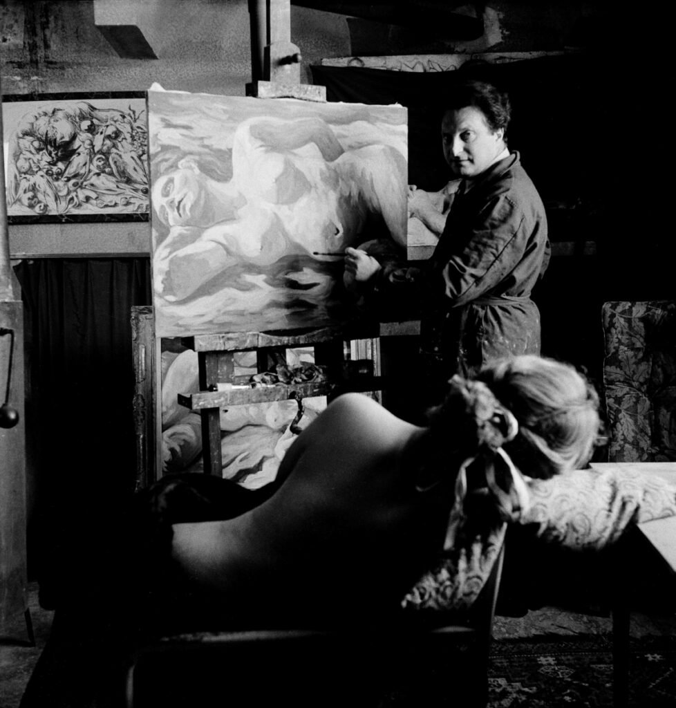 36.Novelist Carlo Levi Paints a Vivid Expressionist Nude Rome Italy 1949.Gordon Parks pho