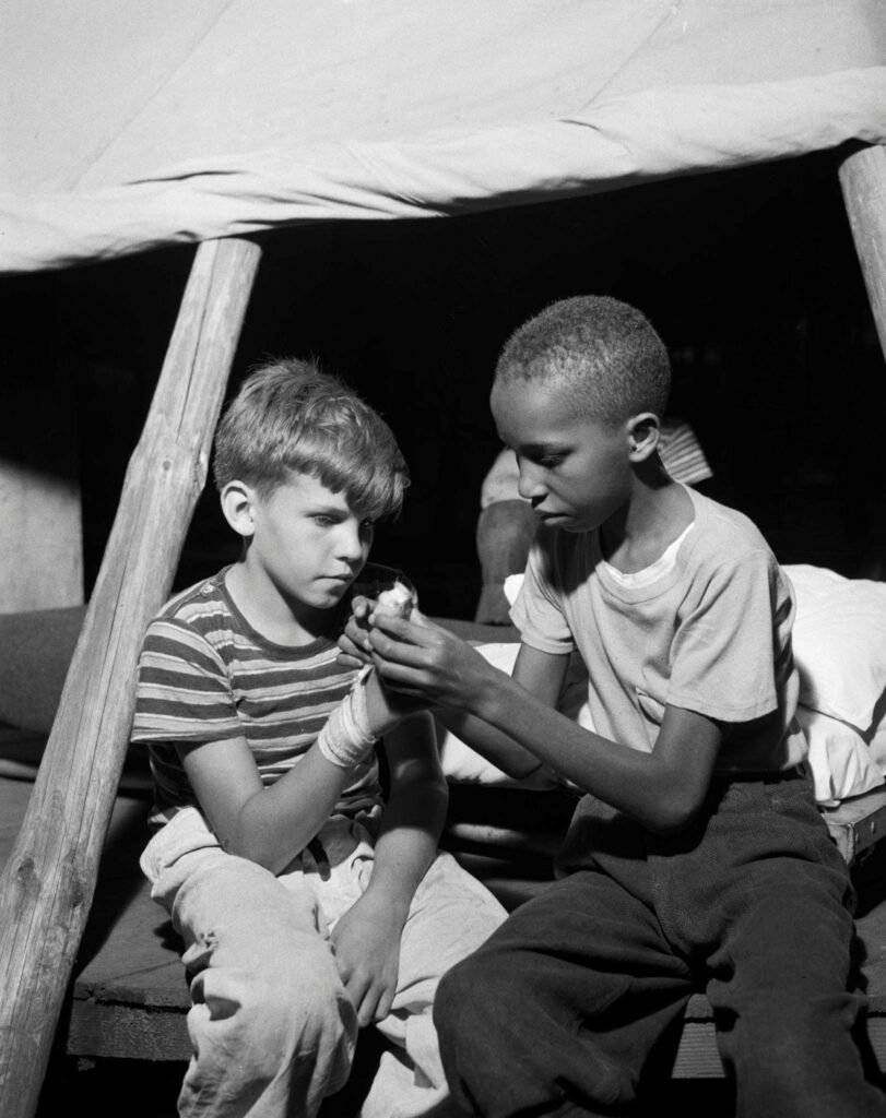 4.First Aid Interracial activities at Camp Nathan Hale Southfields NY 1943.Gordon Parks