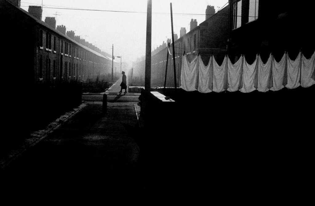 35.Case per minatori. Ashington Northumberland Inghilterra. 1974