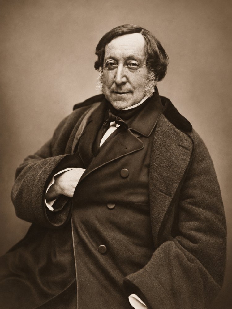 Gioachino Rossini (1792-1868) ritratto da Nadar nel marzo del 1856.