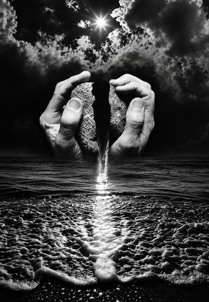 28.Untitled Hands and ocean1987. Jerry Uelsmann