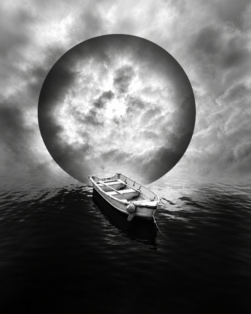 40.Untitled Boat with Cloud Sphere 1982. Jerry Uelsmann