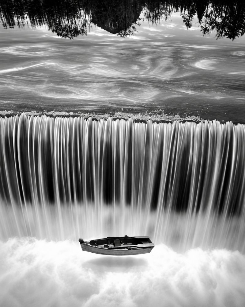 42.Untitled Boat and Waterfall 1997. Jerry Uelsmann
